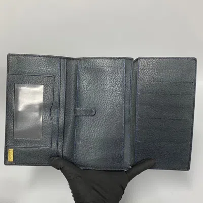 Pre-owned Gucci Navy Red Color Leather Pvc Long Wallet (bi-fold) () In Navy, Red Color