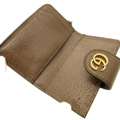 Pre-owned Gucci Ophidia Beige Brown Gg Canvas Leather Coin Purse/coin Case ()