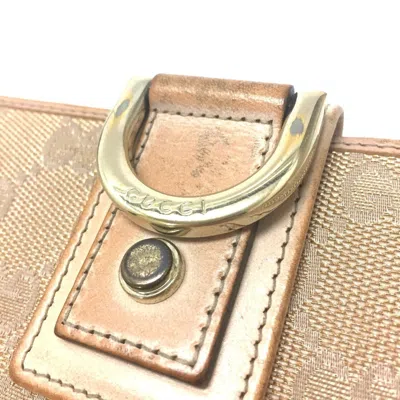 Pre-owned Gucci Pink Beige Gg Canvas Long Wallet (bi-fold) ()