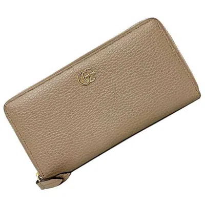Pre-owned Gucci Pink Beige Leather Long Wallet (bi-fold) ()