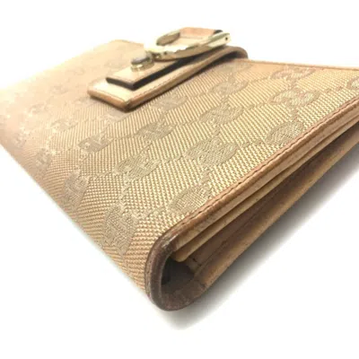 Pre-owned Gucci Pink Beige Gg Canvas Long Wallet (bi-fold) ()