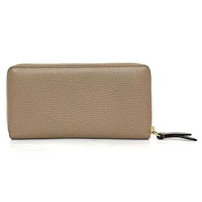 Pre-owned Gucci Pink Beige Leather Long Wallet (bi-fold) ()