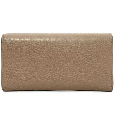 Pre-owned Gucci Pink Beige Leather Long Wallet (bi-fold) ()