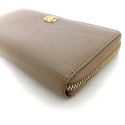 Pre-owned Gucci Pink Beige Leather Long Wallet (bi-fold) ()