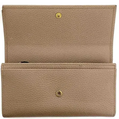 Pre-owned Gucci Pink Beige Leather Long Wallet (bi-fold) ()