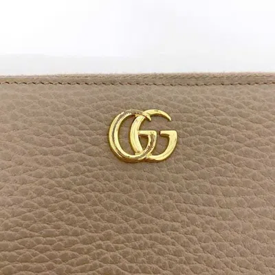 Pre-owned Gucci Pink Beige Leather Long Wallet (bi-fold) ()