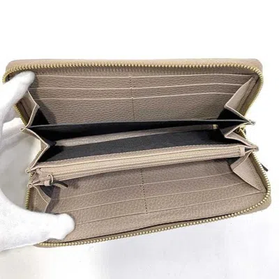 Pre-owned Gucci Pink Beige Leather Long Wallet (bi-fold) ()