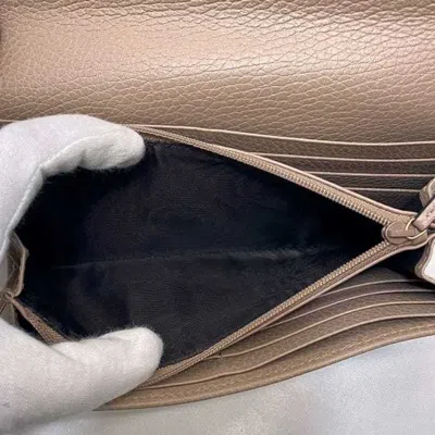 Pre-owned Gucci Pink Beige Leather Long Wallet (bi-fold) ()