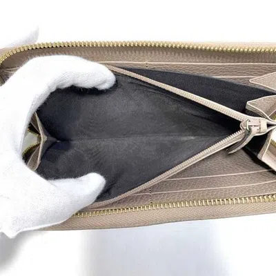 Pre-owned Gucci Pink Beige Leather Long Wallet (bi-fold) ()