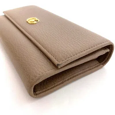 Pre-owned Gucci Pink Beige Leather Long Wallet (bi-fold) ()