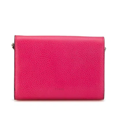 Pre-owned Gucci Pink Leather Chain/shoulder Wallet ()
