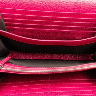 Pre-owned Gucci Pink Leather Chain/shoulder Wallet ()