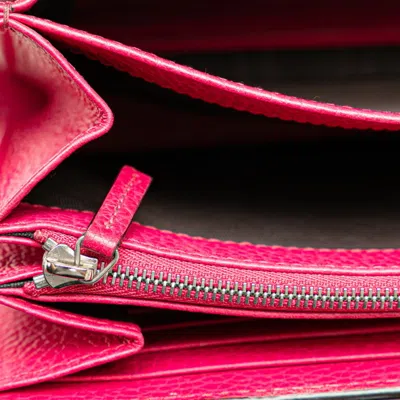 Pre-owned Gucci Pink Leather Chain/shoulder Wallet ()
