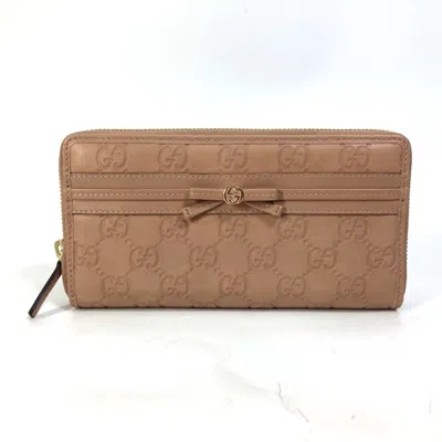 Pre-owned Gucci Pink Leather Long Wallet (bi-fold) ()