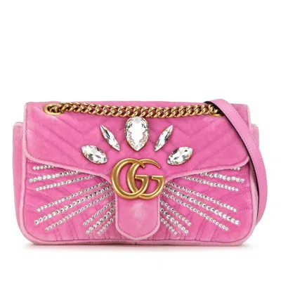 Pre-owned Gucci Pink Velvet Shoulder Bag ()