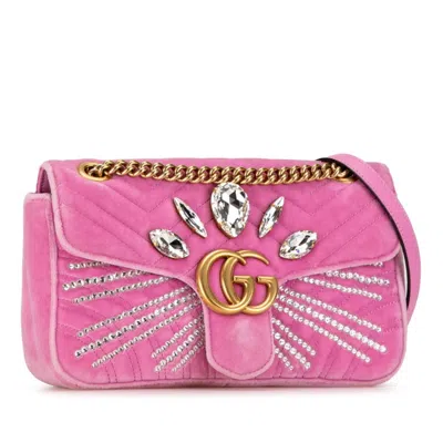 Pre-owned Gucci Pink Velvet Shoulder Bag ()