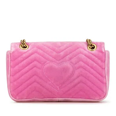Pre-owned Gucci Pink Velvet Shoulder Bag ()