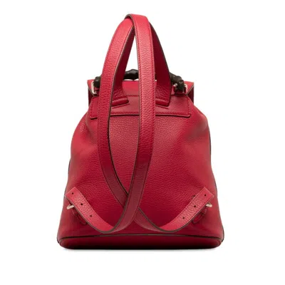 Pre-owned Gucci Red Color Bamboo Backpack ()