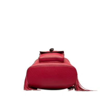 Pre-owned Gucci Red Color Bamboo Backpack ()