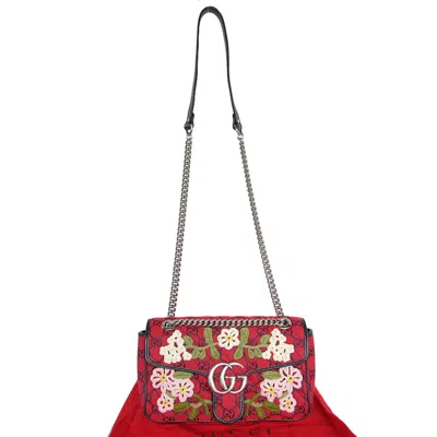 Pre-owned Gucci Red Color Gg Canvas Shoulder Bag ()
