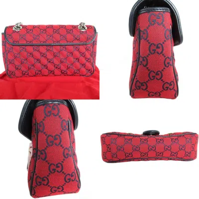 Pre-owned Gucci Red Color Gg Canvas Shoulder Bag ()