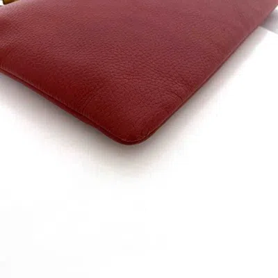 Pre-owned Gucci Red Color Bamboo Leather Clutch Bag Handbag ()