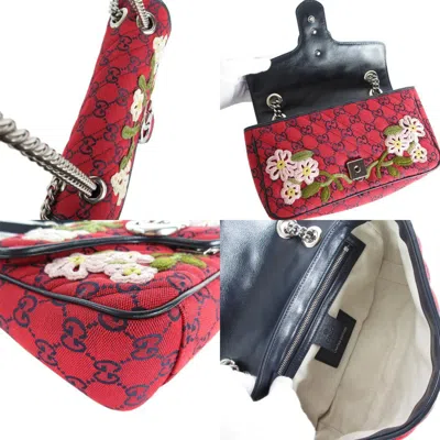 Pre-owned Gucci Red Color Gg Canvas Shoulder Bag ()
