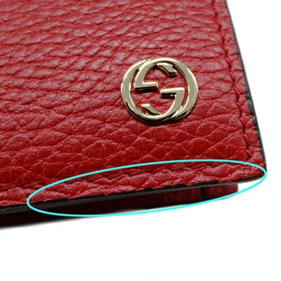 Pre-owned Gucci Red Color Leather Chain/shoulder Wallet ()