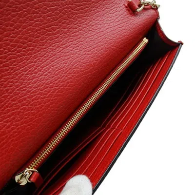 Pre-owned Gucci Red Color Leather Chain/shoulder Wallet ()