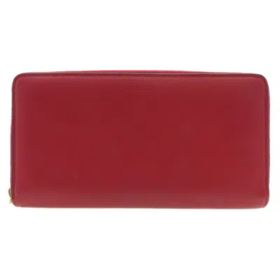 Pre-owned Gucci Red Color Leather Long Wallet (bi-fold) ()
