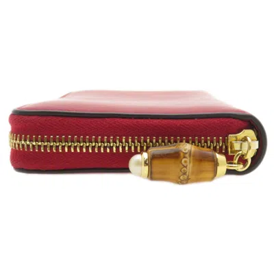 Pre-owned Gucci Red Color Leather Long Wallet (bi-fold) ()
