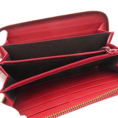Pre-owned Gucci Red Color Leather Long Wallet (bi-fold) ()
