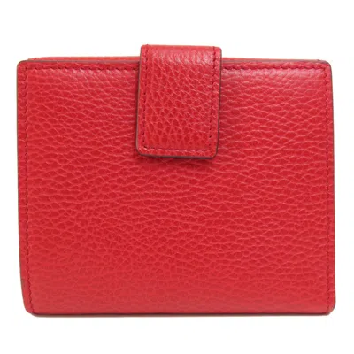 Pre-owned Gucci Red Color Leather Wallet (bi-fold) ()