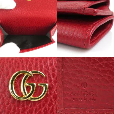 Pre-owned Gucci Red Color Leather Wallet (tri-fold) ()
