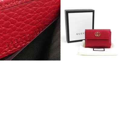 Pre-owned Gucci Red Color Leather Wallet (tri-fold) ()