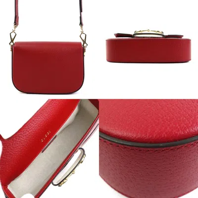 Pre-owned Gucci Red Color White Leather Shoulder Bag () In Red Color, White