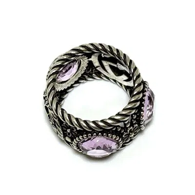 Pre-owned Gucci Silver Rhinestone Silver 925 Band Ring ()