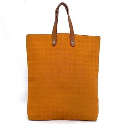 Pre-owned Hermes Ahmedabad Brown Orange Canvas Leather Tote Bag () In Brown, Orange