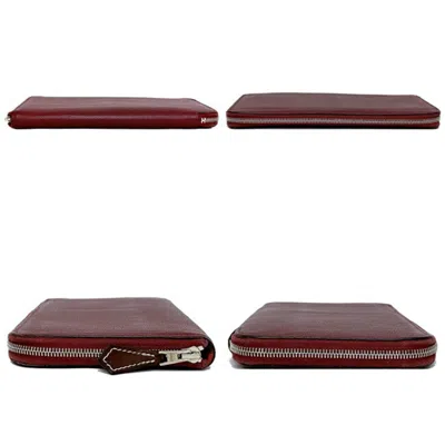 Pre-owned Hermes Azap Bordeaux Rouge Grenat Leather Epsom Leather Long Wallet (bi-fold) () In Bordeaux, Rouge Grenat