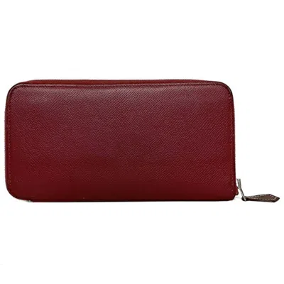 Pre-owned Hermes Azap Bordeaux Rouge Grenat Leather Epsom Leather Long Wallet (bi-fold) () In Bordeaux, Rouge Grenat