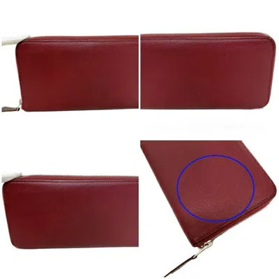 Pre-owned Hermes Azap Bordeaux Rouge Grenat Leather Epsom Leather Long Wallet (bi-fold) () In Bordeaux, Rouge Grenat