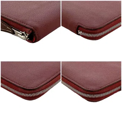 Pre-owned Hermes Azap Bordeaux Rouge Grenat Leather Epsom Leather Long Wallet (bi-fold) () In Bordeaux, Rouge Grenat
