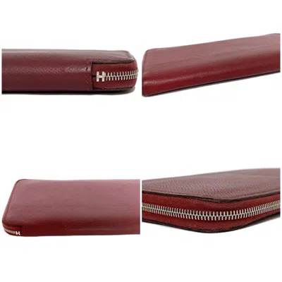 Pre-owned Hermes Azap Bordeaux Rouge Grenat Leather Epsom Leather Long Wallet (bi-fold) () In Bordeaux, Rouge Grenat
