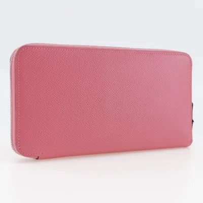Pre-owned Hermes Azap Rose Azalee Epsom Leather Coin Purse/coin Case ()