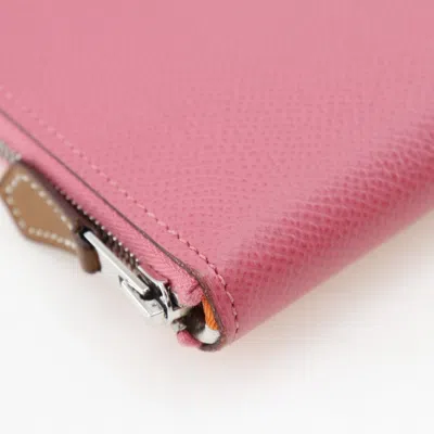 Pre-owned Hermes Azap Rose Azalee Epsom Leather Coin Purse/coin Case ()