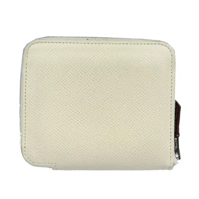 Pre-owned Hermes Azap White Epsom Leather Coin Purse/coin Case ()