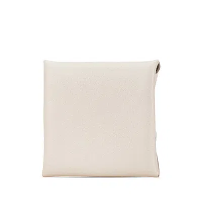 Pre-owned Hermes Beige Ivory Epsom Leather Coin Purse/coin Case () In Beige, Ivory