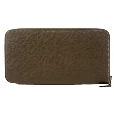 Pre-owned Hermes Beige Leather Long Wallet (bi-fold) ()