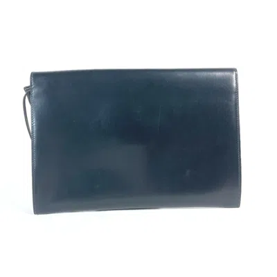 Pre-owned Hermes Black Box Calf Leather Clutch Bag Pouch ()