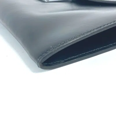 Pre-owned Hermes Black Box Calf Leather Clutch Bag Pouch ()